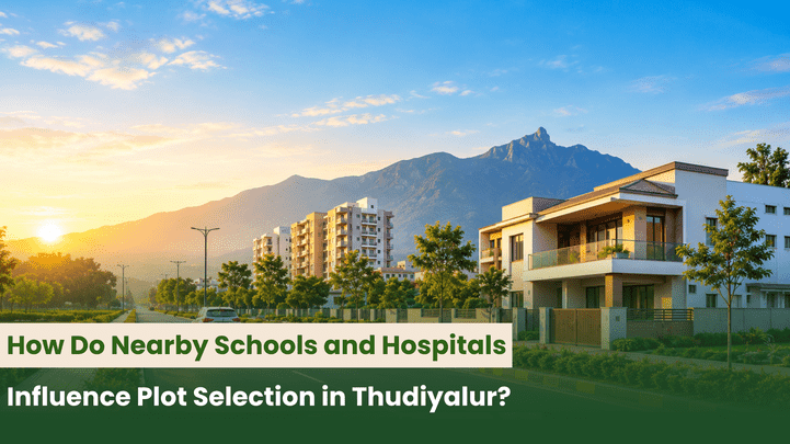 How Do Nearby Schools and Hospitals Influence Plot Selection in Thudiyalur?